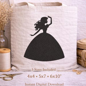 Princess Silhouette Embroidery Design | Stylish Kids Barbie – Instant Download