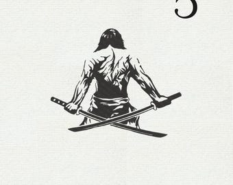 Samurai Warrior Embroidery Design, Japanese Sword Fighter Machine embroidery file, Instant downloaf