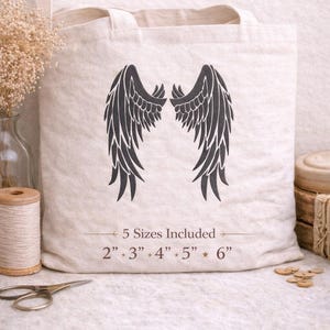 Angel Wings Embroidery Design, Feathered Back Patch (5 Sizes)