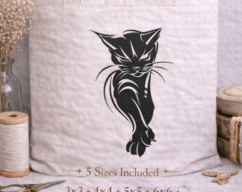 猫のシルエットの機械刺繍デザイン、子供向けステッチパターン、すぐにダウンロード