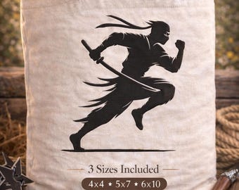 Runen Ninja Maschinenstickerei, Stealth Assassin Martial Arts Stichdatei, japanischer Anime, digitaler Download