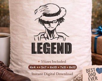 Legende Stickdatei, Anime Hut Junge Maschinenstickdatei, Sofort download