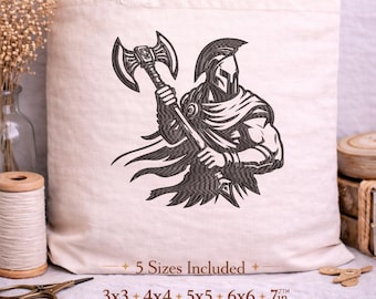 Spartanischer Krieger, Stickdatei, Gladiator Axt, 5 Größen, Stickdatei