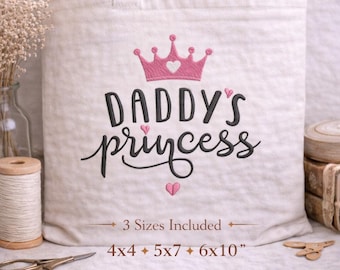 Papas Prinzessinnen-Stickerei | Papas Mädchen Krone Design | Sofort Download