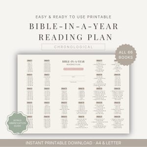 Bible in a Year Chronological Reading Plan Printable PDF | 52 Week Bible Reading Checklist | Digital & Printable Christian Study