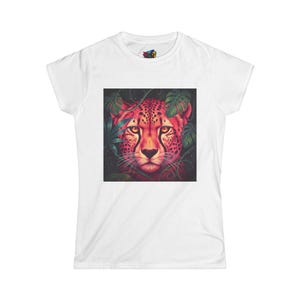 Leopard Graphic Women&#39;s Tee, Animal Print Tshirt, Softstyle Shirt for Her, Trendy Leopard Top, Stylish Graphic Tee, Women&#39;s Leopard Print