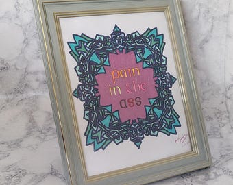 Hand-Colored Wall Art – Funny Quote, Sarcastic Office Humor, Coworker Gift (8x10)