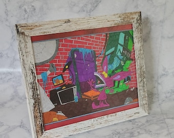 Hand-Colored 90s Cartoon Monster Art – Framed 8x10