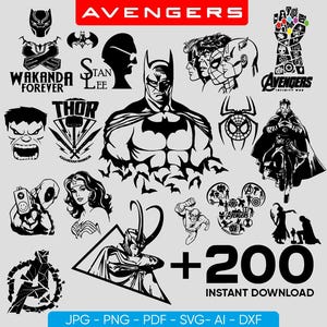 Superhero SVG Bundle - 200 Marvel-inspirierte Dateien für Cricut