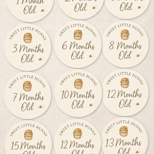 Cartes jalons Sweet Little Hunny Baby | 1-12 mois | Chambre d'enfant inspirée de Winnie à imprimer