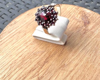 Vintage Garnet Cocktail Ring | Gold-Plated  Silver |  H. Engelbert