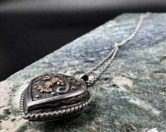 925 Silver Rope Chain Necklace Heart Fleur-de-Lis Pendant | Arts Elegance | | 61 cm |