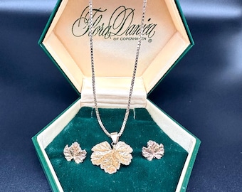 Flora Danica Cloudberry Necklace & Earrings Set: Gold Plated Sterling Silver, Danish Design
