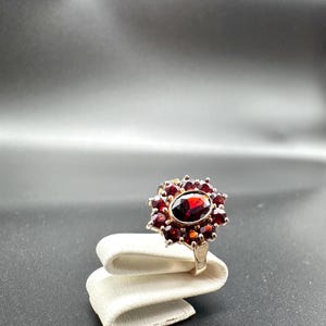 Garnet Cluster Silver Ring |Gold Plated| 54 EU / US 7|