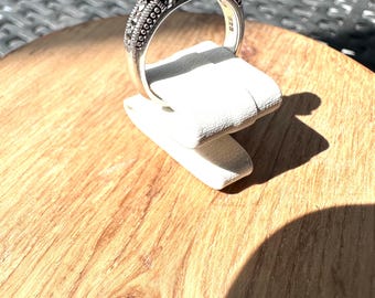 Elephant Ring with Marcasite - 925 Sterling Silver, US Size 6, 5.4g