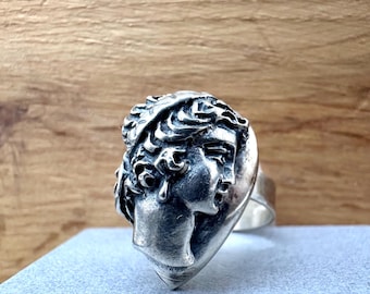 Vintage Ge-Kå Kaplan 830 Silver Ring | Woman Portrait Face Ring |