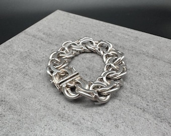 RESERVED | Heavy 830 Silver Bismarck Bracelet | Vintage Scandinavian Chain | 21cm | 117 gram |