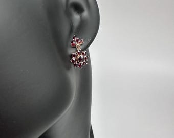 Vintage Garnet Earrings | Gilded 830 Silver | Hallmarked