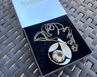 Finnfeelings Sterling Silver Necklace with Large Rock Crystal