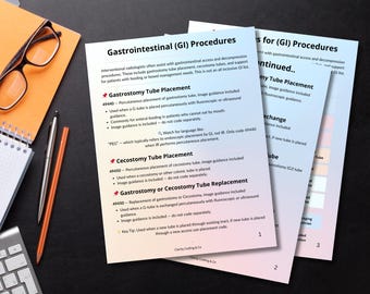 Gastrointestinal IR Coding Guide – Printable CPT Cheat Sheet & Terminology – GI Procedures Reference – Medical Coding (3 Pages)