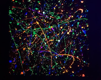 Handgemachtes Hyperspace UV Reaktives Bandana - Neon Splatter Rave Festival Schal