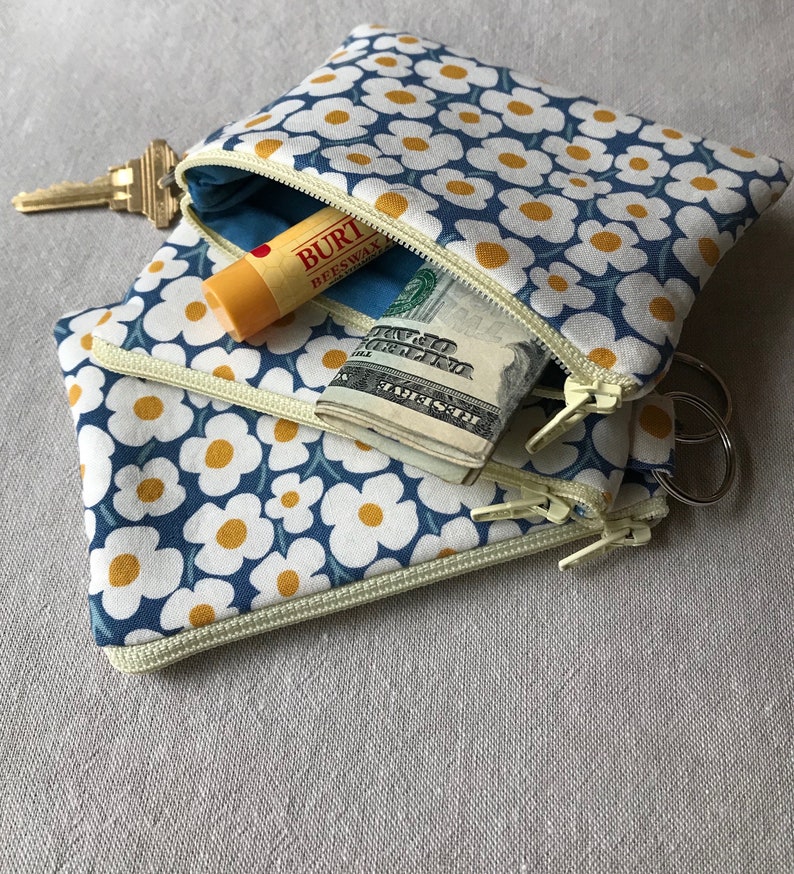 Fabric Coin Purse/card Holder/wallet With Zipper and Ring Etsy