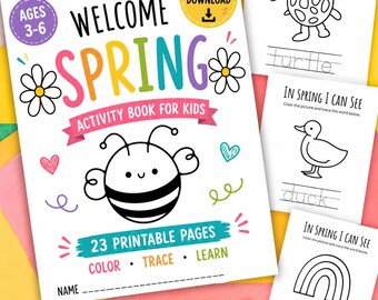 Spring Activity Workbook for Kids | Preschool Kindergarten Learning Pages (Instant Download PDF)