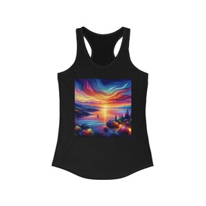 Vibrant Sunset Racerback Tank Top, Women&#39;s Sports Tank, Summer Activewear, Yoga Top, Beachwear, Gift for Her