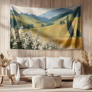 Christian Floral Landscape Tapestry, Songs Of Solomon 2:1, Nature Wall Art, Home Decor, Gift for Nature Lovers, Living Room Wall Hanging