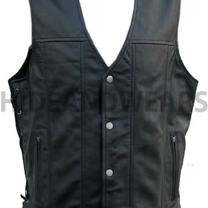 Handmade Black Biker Vest for Men | Biker Hunt Club Leather Vest - Personalized Gift For Bikers | Personalized Biker Black Leather Vest