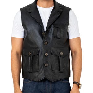 Men New High Quality Cowhide Motorbike Leather Vest, Cowboy Horse Riding Vest Steampunk Vintage Vest, Gift For Him, Genuine Leather Vests