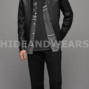 Men Leather Jacket Black Genuine Men Leather Jacket Real Sheepskin biker jacket Motorcycle Jacket handmade Biker jacket for dad men