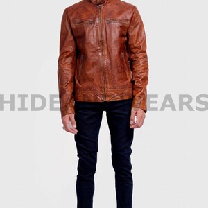 Men&#39;s Handmade Vintage Leather Jacket, Brown Leather Jacket, Motorcycle Biker Style Jacket, Bomber Leather Jacket, Party Jacket gift for him