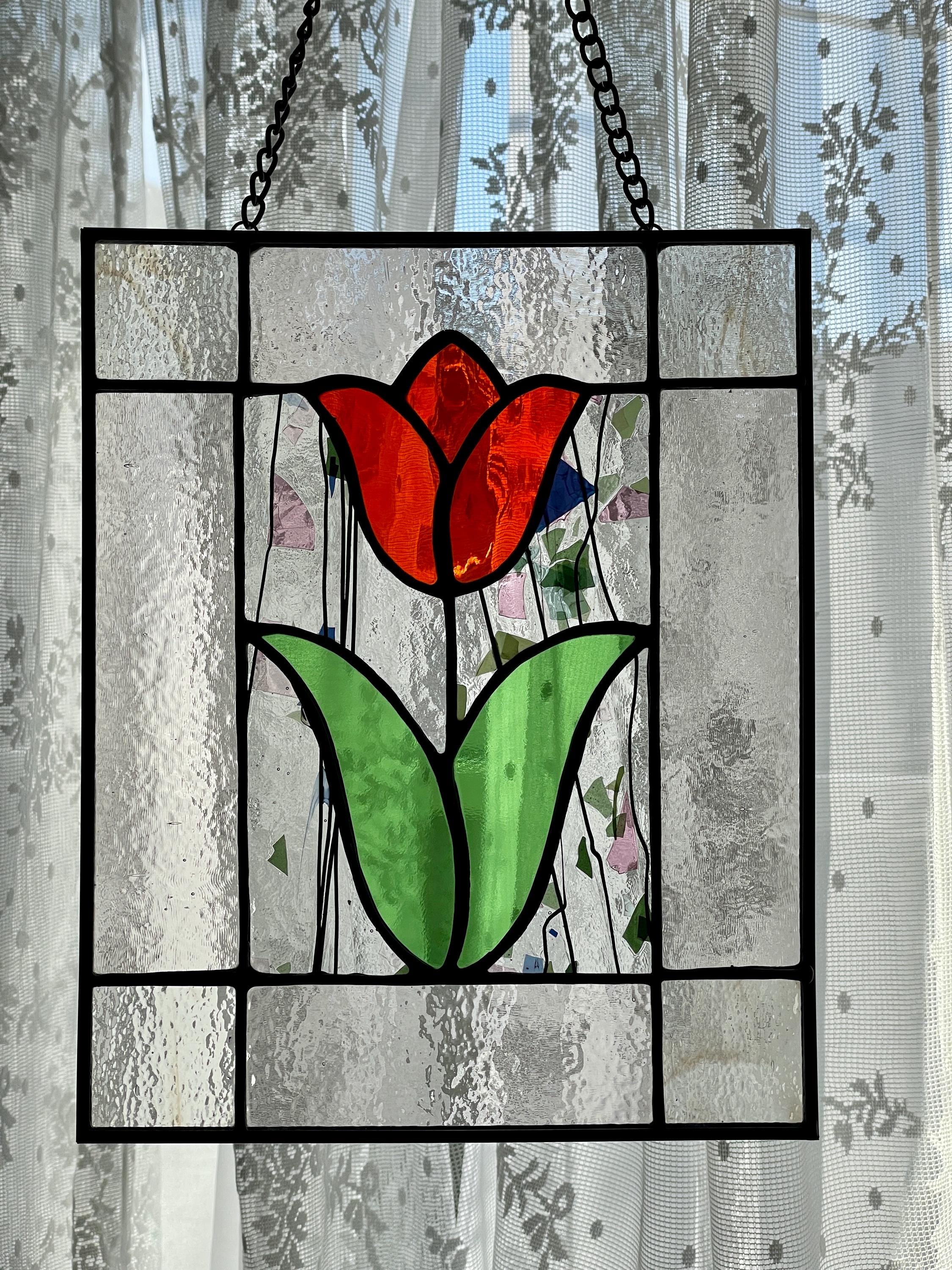 Handmade Tulip Panel Stained Glass W/zinc Border - Etsy
