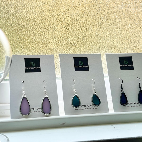 Stained Glass Earrings – Handmade Dangle & Drop Jewelry, Minimalist Art Glass Design