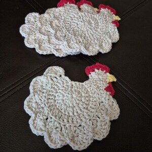 Crochet Chicken Coasters - Set of 4