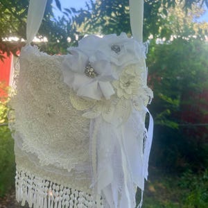 Beautiful Pure White Shabby Chic shoulder bag/Hobo Bag