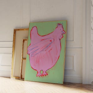 Chicken Poster | Digital Wall Art | Eclectic Wall Art | Maximalist Print | Apartment Decor | Digital Download | Printable Wall Art