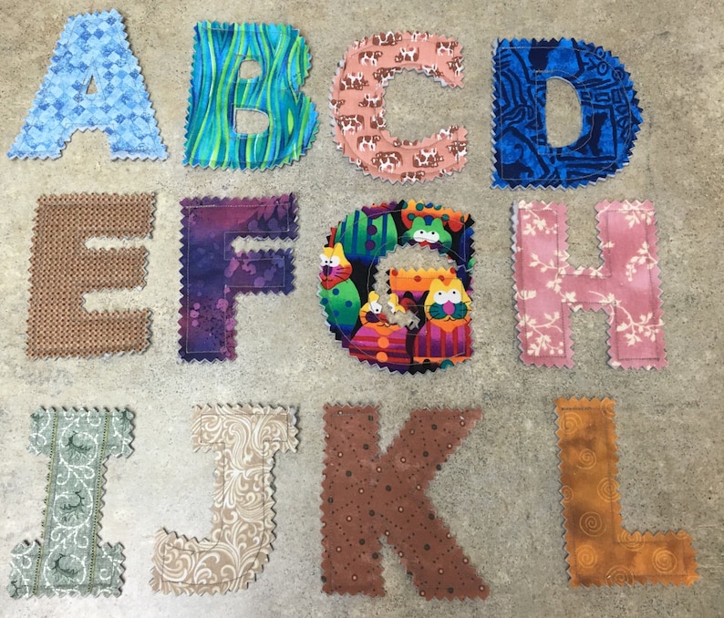 Fabric letters assorted fabrics Etsy
