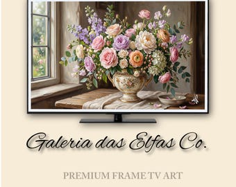 油絵からインスピレーションを得た花柄をあしらった、The Frame TV向けのエレガントなデジタルダウンロードです。