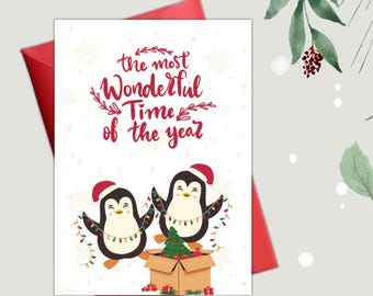 Printable Christmas Card: Holiday Greeting, 5x7 Folded Card (Digital Download)