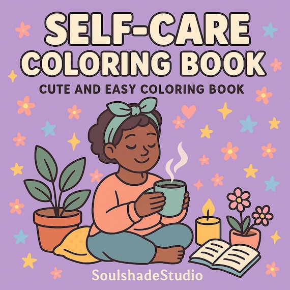 Black Girl Self-Care Coloring Book:20 Affirmations, Cozy Moments (PDF Printable Art Book)