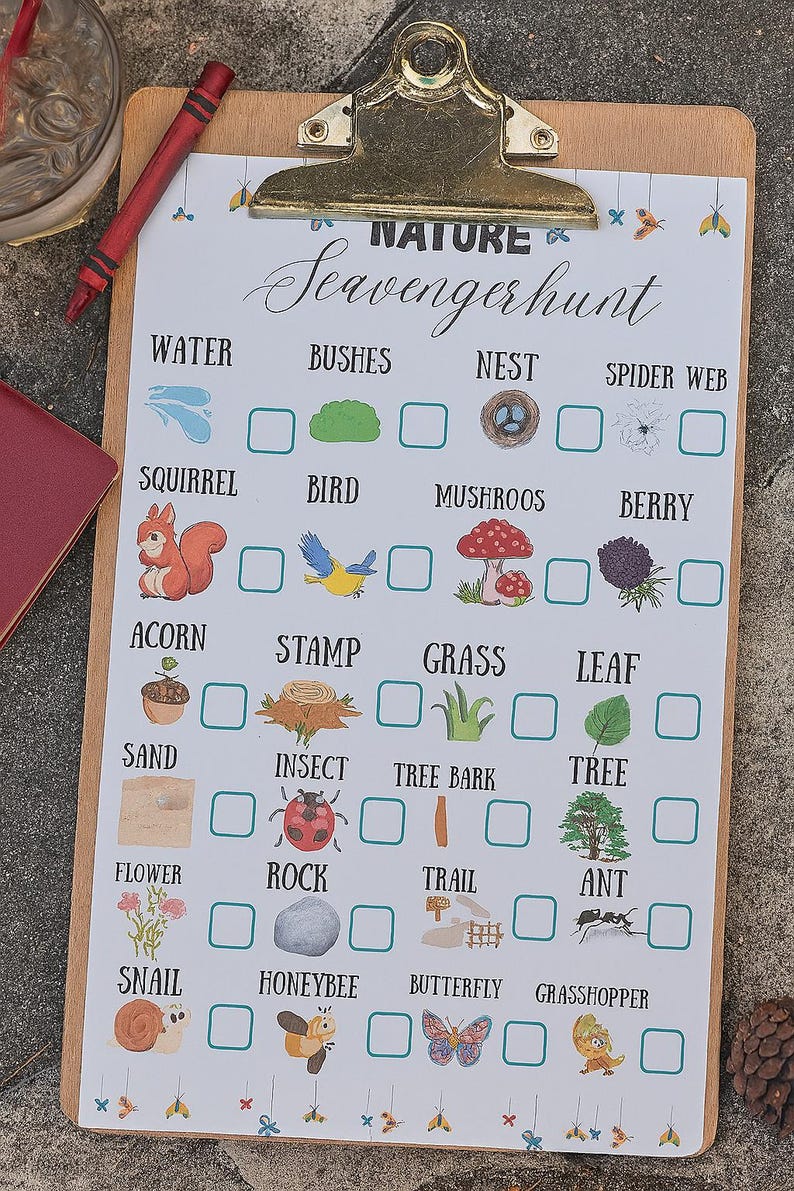 Nature Scavenger Hunt Printable: Kids Outdoor STEM Activity (digital ...