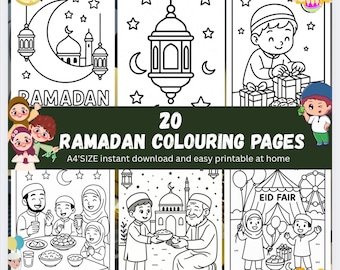 20 Ramadan-kleurplaten voor kinderen | Islamitische afdrukbare vellen (A4)