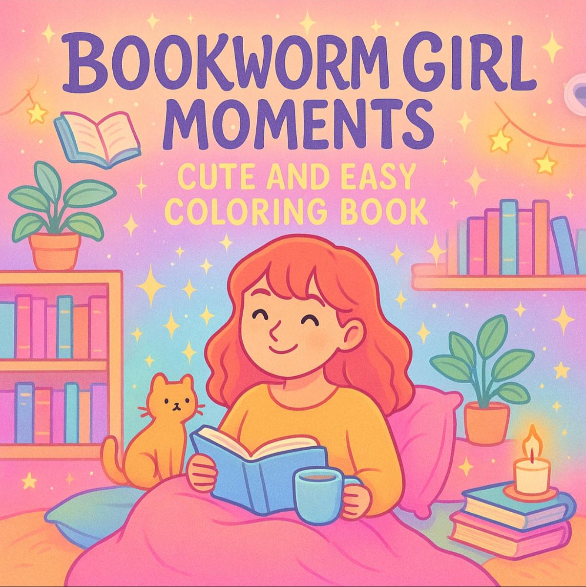 20 Cozy Bookworm Colouring Pages: Introvert Girls ,tea and Reading Pdf ...