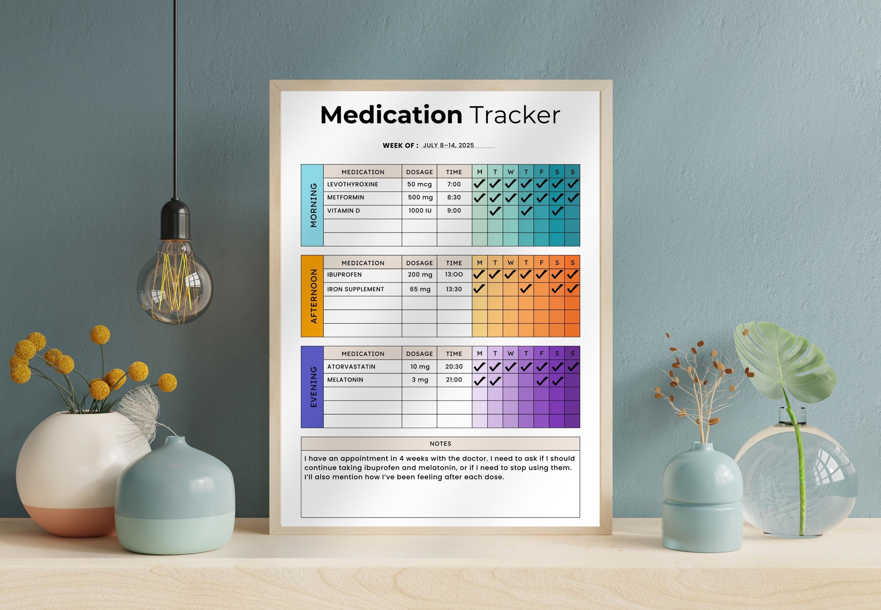 Printable Medication Tracker Log | Daily Medicine Intake Sheet for ...
