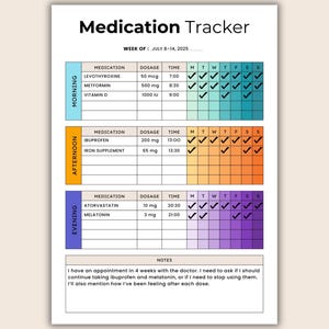 Printable Medication Tracker Log | Daily Medicine Intake Sheet for Nurses | Medication List PDF | Medication Log Template| Digital Download