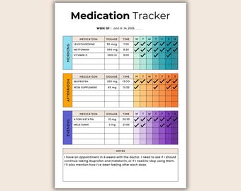 Printable Medication Tracker Log | Daily Medicine Intake Sheet for Nurses | Medication List PDF | Medication Log Template| Digital Download