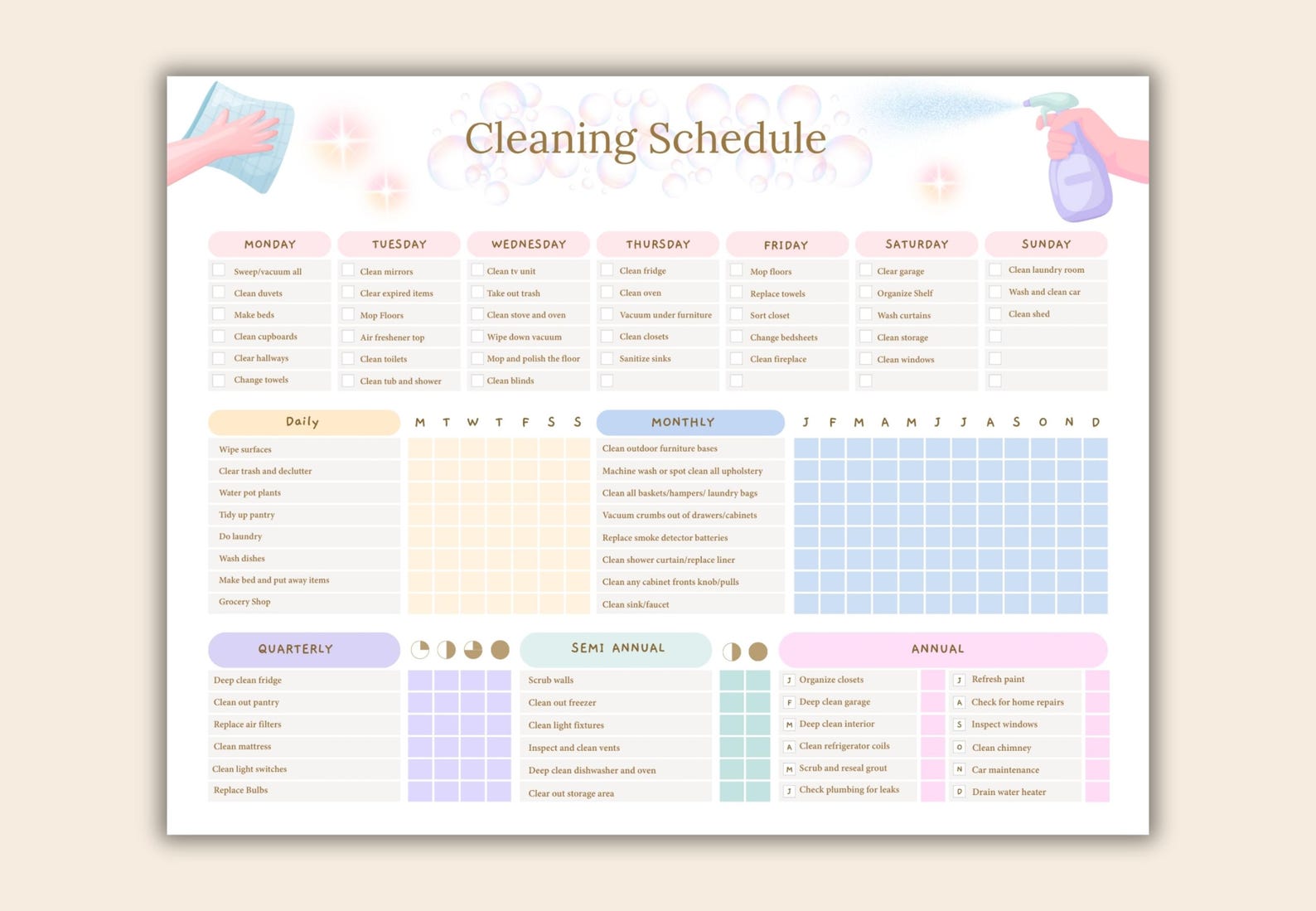 Editable Cleaning Planner PDF | Printable Chore Chart and House ...