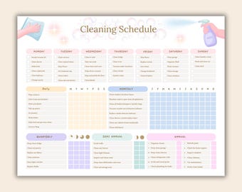 Editable Cleaning Planner PDF | Printable Chore Chart and House Cleaning Schedule | ADHD-Friendly Fillable Checklist | A4 & Letter Size